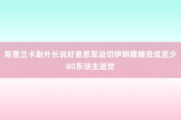 斯里兰卡副外长说好意思军迫切伊朗艨艟变成至少80东谈主逝世
