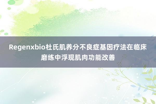 Regenxbio杜氏肌养分不良症基因疗法在临床磨练中浮现肌肉功能改善