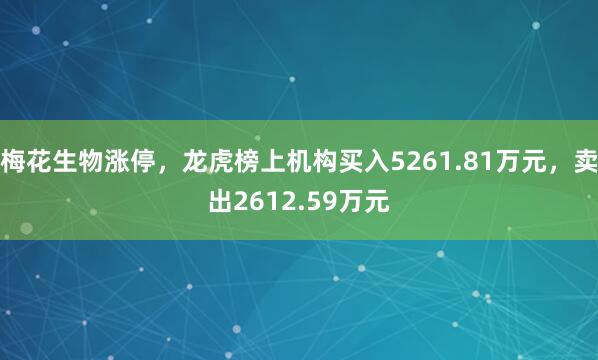 梅花生物涨停，龙虎榜上机构买入5261.81万元，卖出2612.59万元