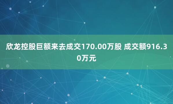 欣龙控股巨额来去成交170.00万股 成交额916.30万元