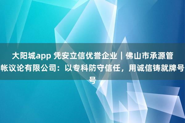 大阳城app 凭安立信优誉企业｜佛山市承源管帐议论有限公司：以专科防守信任，用诚信铸就牌号