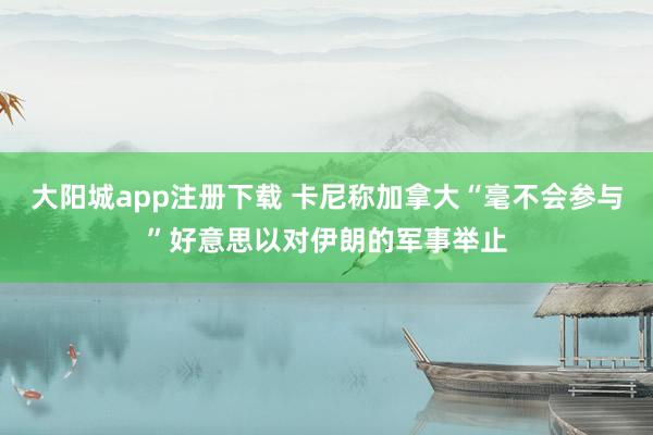 大阳城app注册下载 卡尼称加拿大“毫不会参与”好意思以对伊朗的军事举止