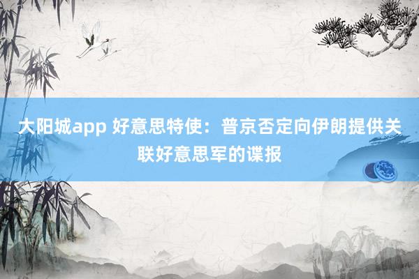 大阳城app 好意思特使：普京否定向伊朗提供关联好意思军的谍报