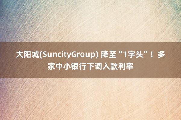 大阳城(SuncityGroup) 降至“1字头”！多家中小银行下调入款利率
