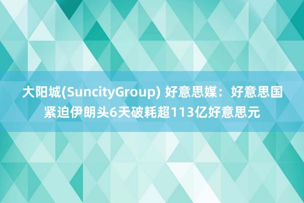 大阳城(SuncityGroup) 好意思媒：好意思国紧迫伊朗头6天破耗超113亿好意思元