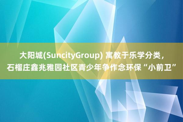 大阳城(SuncityGroup) 寓教于乐学分类，石榴庄鑫兆雅园社区青少年争作念环保“小前卫”