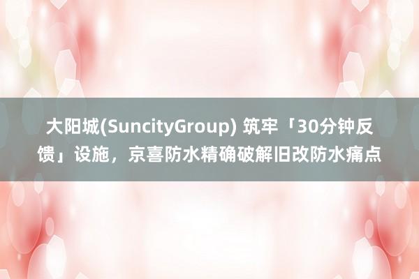 大阳城(SuncityGroup) 筑牢「30分钟反馈」设施，京喜防水精确破解旧改防水痛点