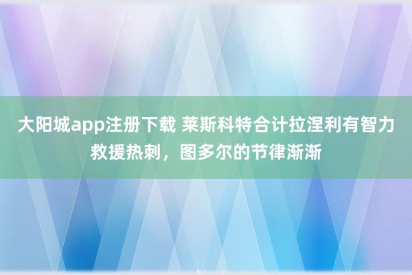 大阳城app注册下载 莱斯科特合计拉涅利有智力救援热刺，图多尔的节律渐渐