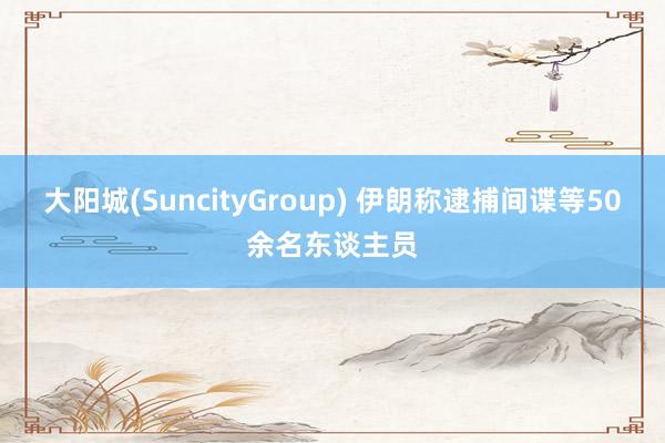 大阳城(SuncityGroup) 伊朗称逮捕间谍等50余名东谈主员