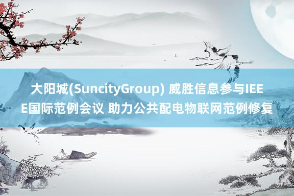 大阳城(SuncityGroup) 威胜信息参与IEEE国际范例会议 助力公共配电物联网范例修复