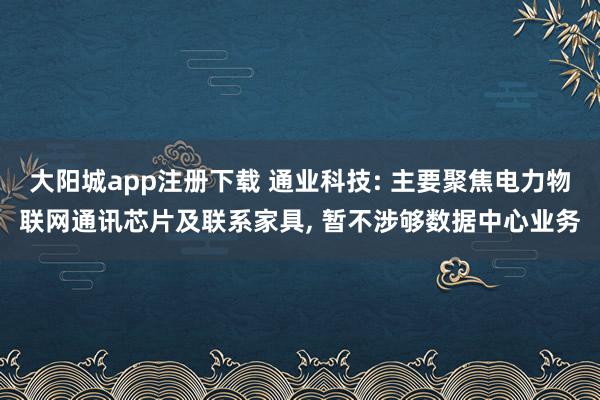 大阳城app注册下载 通业科技: 主要聚焦电力物联网通讯芯片及联系家具， 暂不涉够数据中心业务