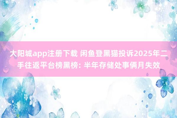 大阳城app注册下载 闲鱼登黑猫投诉2025年二手往返平台榜黑榜: 半年存储处事俩月失效