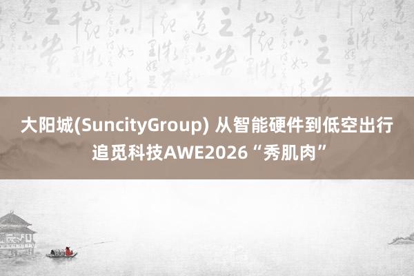 大阳城(SuncityGroup) 从智能硬件到低空出行 追觅科技AWE2026“秀肌肉”