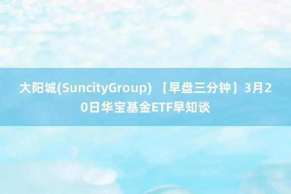 大阳城(SuncityGroup) 【早盘三分钟】3月20日华宝基金ETF早知谈