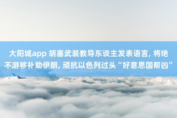 大阳城app 胡塞武装教导东谈主发表语言， 将绝不游移补助伊朗， 顽抗以色列过头“好意思国帮凶”