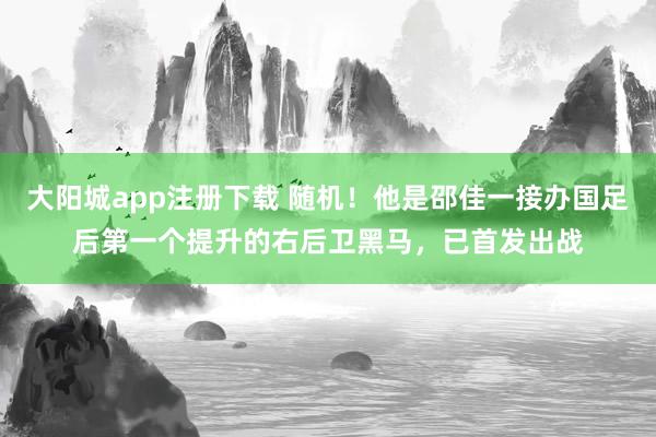 大阳城app注册下载 随机！他是邵佳一接办国足后第一个提升的右后卫黑马，已首发出战