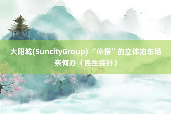 大阳城(SuncityGroup) “停摆”的立体泊车场奈何办（民生探针）