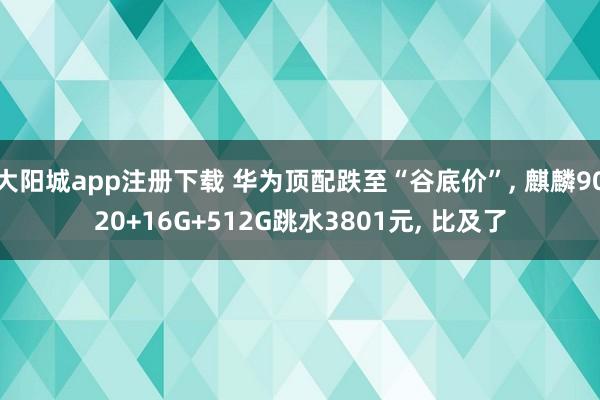 大阳城app注册下载 华为顶配跌至“谷底价”， 麒麟9020+16G+512G跳水3801元， 比及了