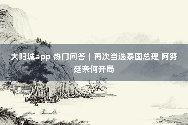 大阳城app 热门问答｜再次当选泰国总理 阿努廷奈何开局