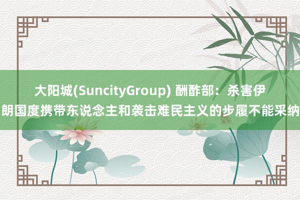 大阳城(SuncityGroup) 酬酢部：杀害伊朗国度携带东说念主和袭击难民主义的步履不能采纳