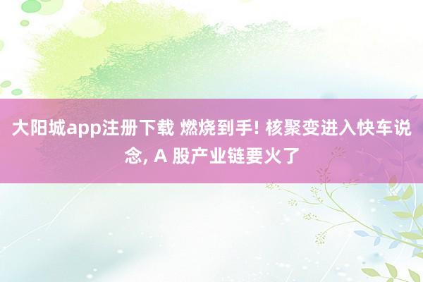 大阳城app注册下载 燃烧到手! 核聚变进入快车说念， A 股产业链要火了