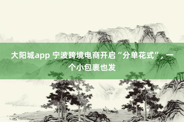 大阳城app 宁波跨境电商开启“分单花式”， 一个小包裹也发