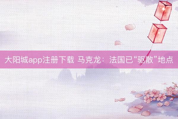 大阳城app注册下载 马克龙：法国已“驱散”地点