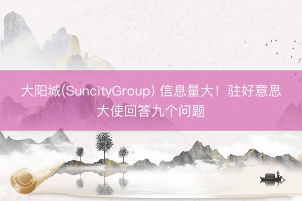 大阳城(SuncityGroup) 信息量大！驻好意思大使回答九个问题