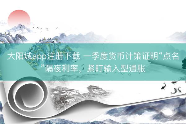 大阳城app注册下载 一季度货币计策证明“点名”隔夜利率，紧盯输入型通胀