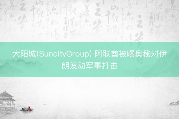 大阳城(SuncityGroup) 阿联酋被曝奥秘对伊朗发动军事打击