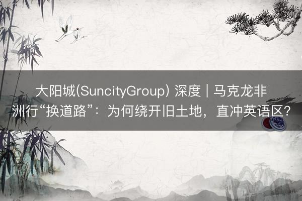 大阳城(SuncityGroup) 深度 | 马克龙非洲行“换道路”：为何绕开旧土地，直冲英语区？