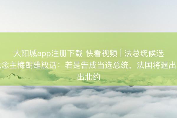 大阳城app注册下载 快看视频 | 法总统候选东说念主梅朗雄放话：若是告成当选总统，<a href=